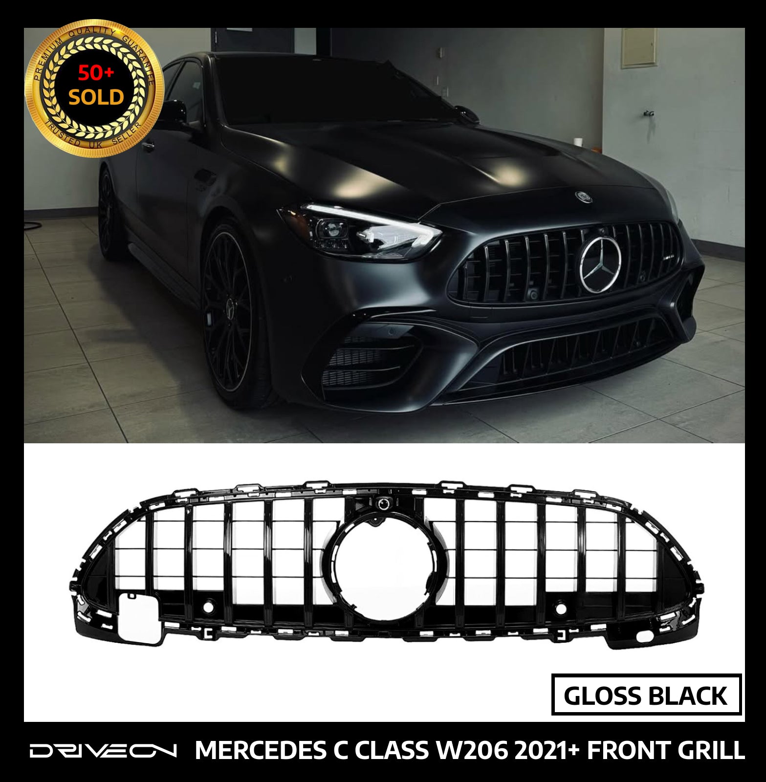 C-CLASS W206 FRONT GRILL GLOSS BLACK