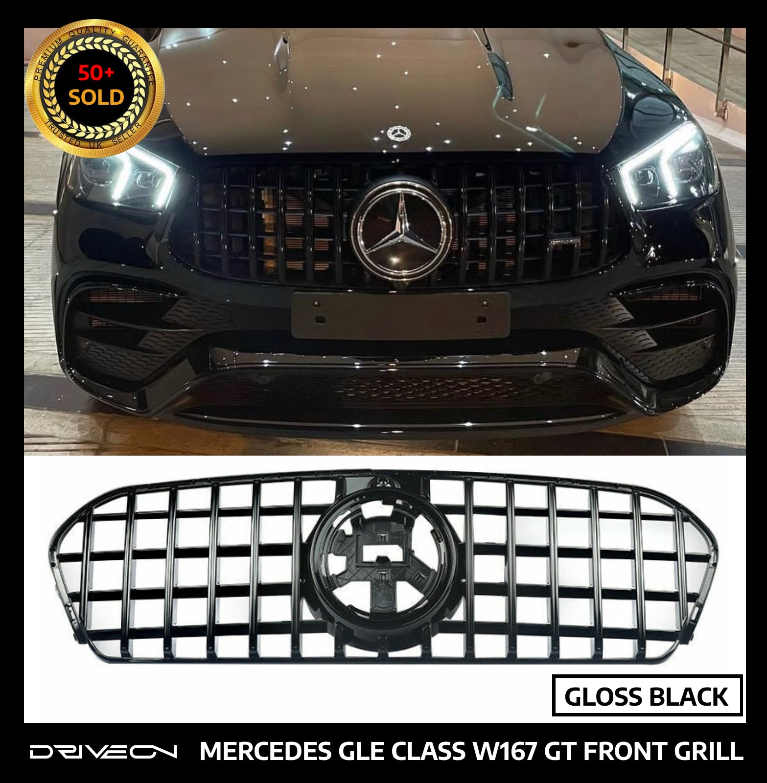 GLE W167 FRONT GRILL GLOSS BLACK
