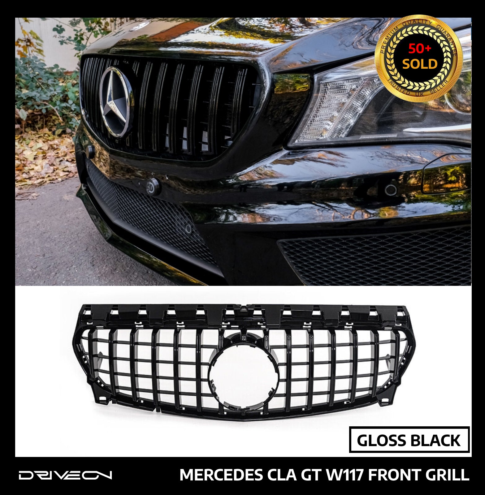 CLA W117 FRONT GRILL GLOSS BLACK
