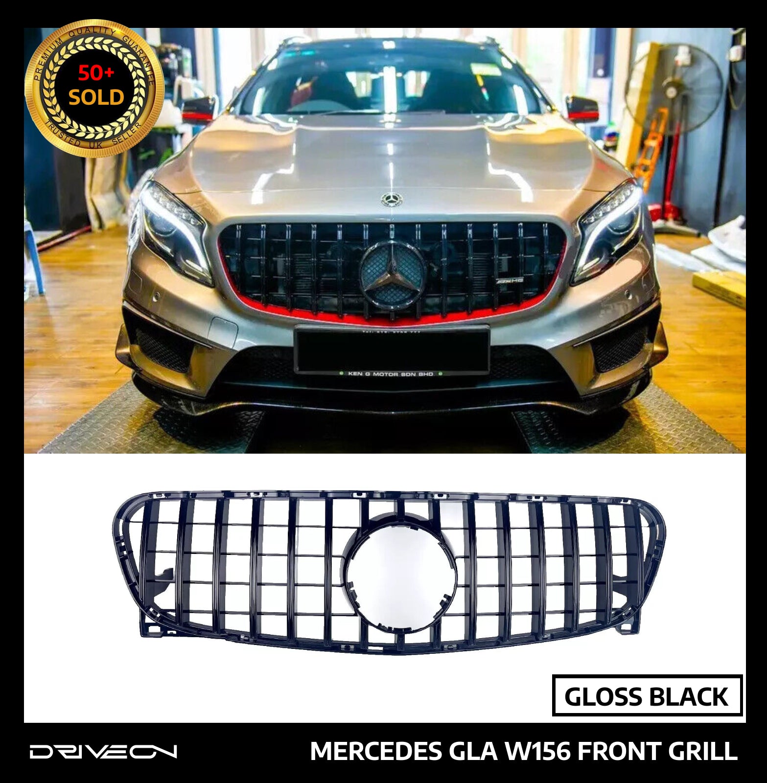 GLA W156 FRONT GRILL GLOSS BLACK