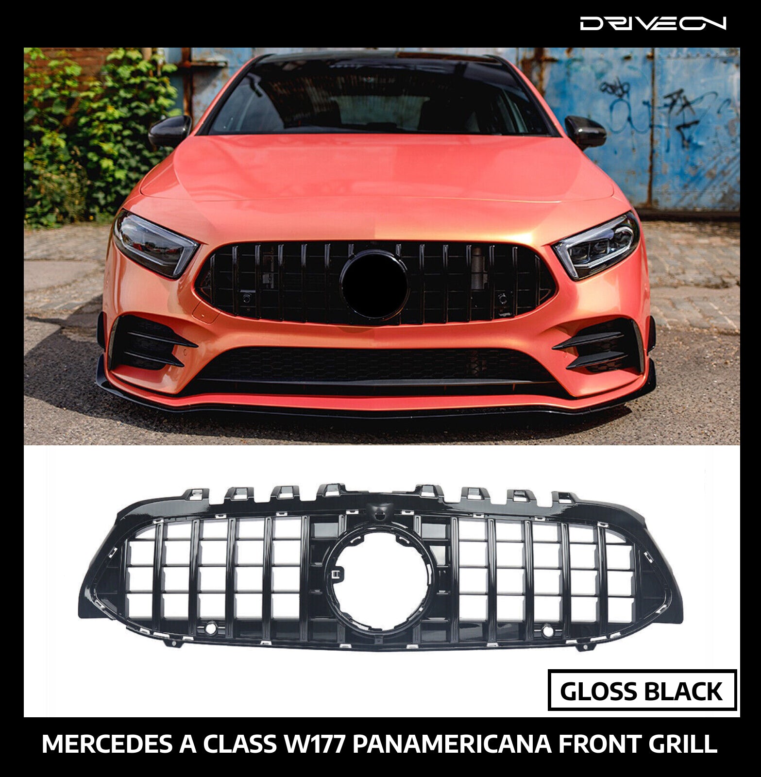 A-CLASS W177 FRONT GRILL GLOSS BLACK